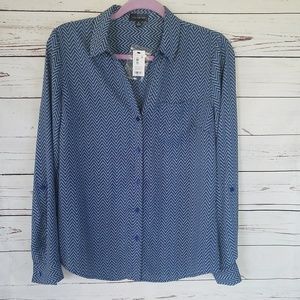 NWT The Limited Button Down Blouse Chevron Sz M